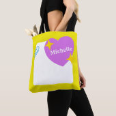 Tote Bag Coeur mou pourpre avec nom Customisé (De près)