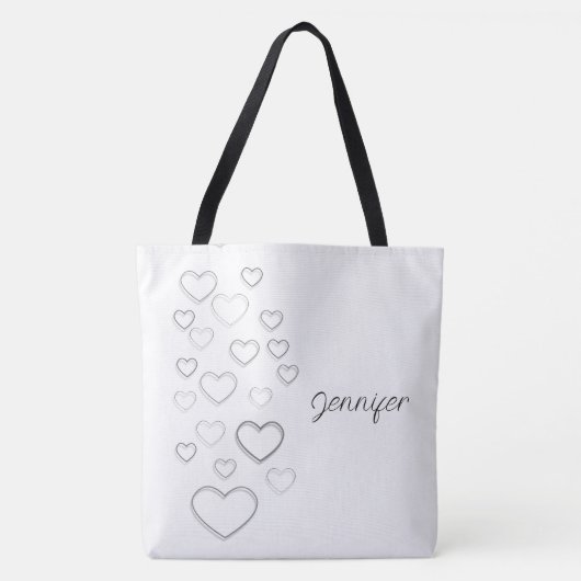 Tote Bag Coeur noir et blanc (Devant)
