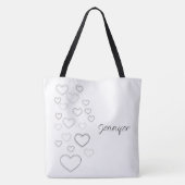 Tote Bag Coeur noir et blanc (Dos)
