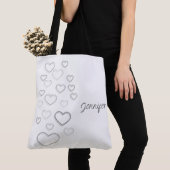 Tote Bag Coeur noir et blanc (De près)