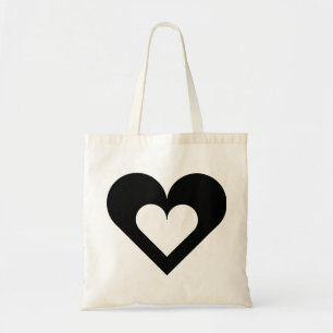 Tote Bag Coeur noir sur coeur