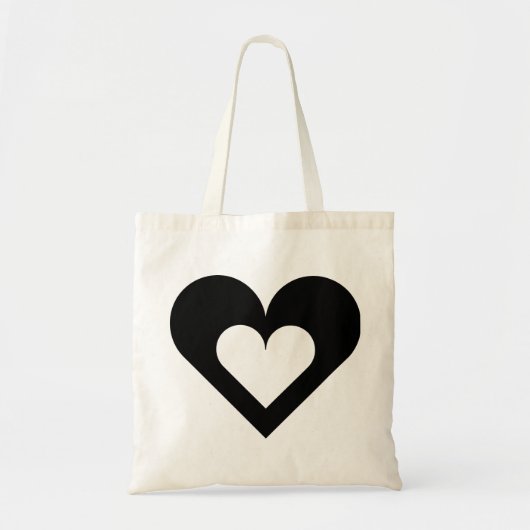 Tote Bag Coeur noir sur coeur (Devant)