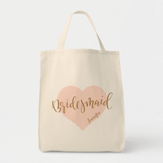 Tote Bag Coeur or rose et script soudoyant personnalisé (Devant)