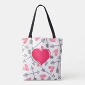 Tote Bag Coeur personnalisable rose et noir (Dos)