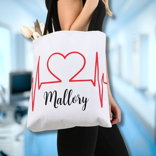 Tote Bag Coeur personnalisé Nom Médicale simple
