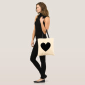 Tote Bag Coeur Puffy Noir (Devant (modèle))