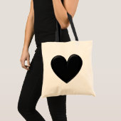 Tote Bag Coeur Puffy Noir (Devant (produit))