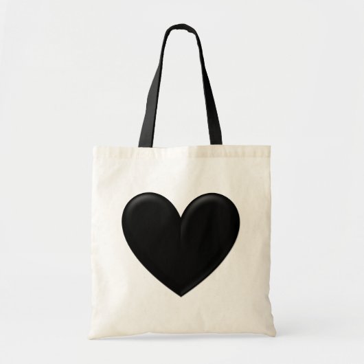 Tote Bag Coeur Puffy Noir (Devant)