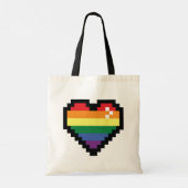 Tote Bag Coeur Rainbow Pixel (Dos)