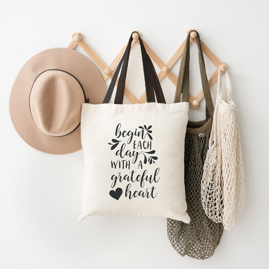 Tote Bag Coeur reconnaissant | Citation de typographie lett