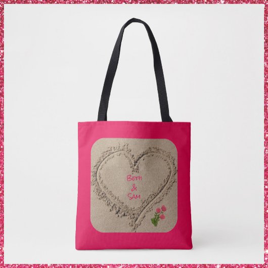 Tote Bag Coeur Romantique Dans La Fourre-tout De Sable