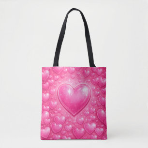 Tote Bag Cœur Rose Amour – Cœurs Romantiques Brillants