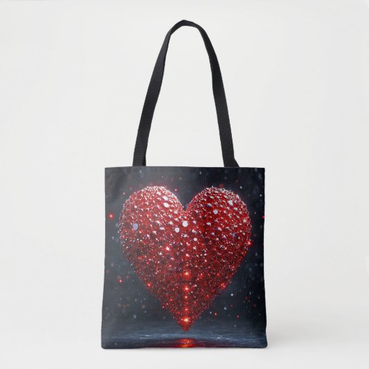Tote Bag Cœur rouge brillant (Devant)