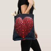 Tote Bag Cœur rouge brillant (De près)