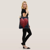 Tote Bag Cœur rouge brillant (Sur le modèle)