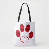 Tote Bag Cœur Rouge Patte (Devant)