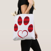 Tote Bag Cœur Rouge Patte (De près)