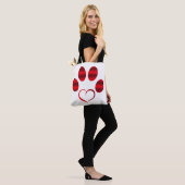 Tote Bag Cœur Rouge Patte (Sur le modèle)