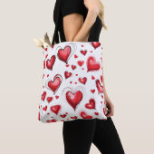 Tote Bag Coeur rouge Valentin collage (De près)