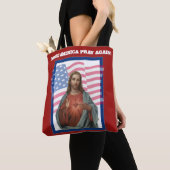 Tote Bag Coeur sacré de drapeau américain de Jésus (De près)