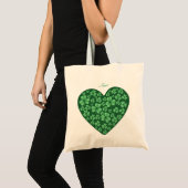 Tote Bag Coeur Shamrock vert irlandais (Devant (produit))