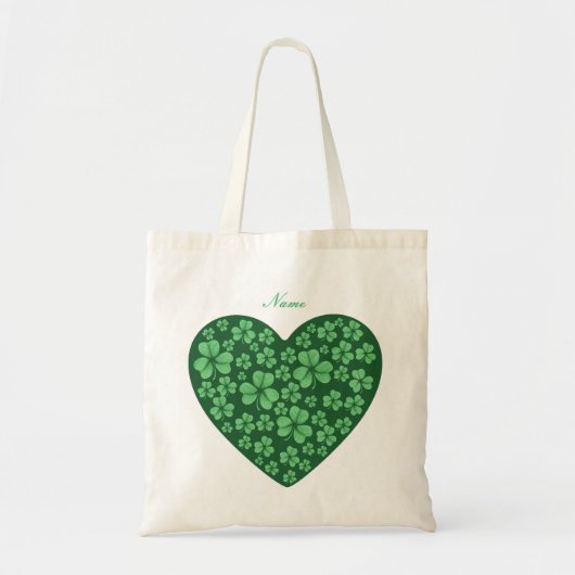 Tote Bag Coeur Shamrock vert irlandais (Devant)