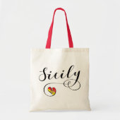 Tote Bag Coeur sicilien de drapeau, j'aime la Sicile (Devant)