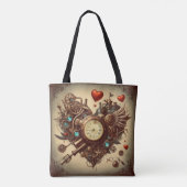 Tote Bag Coeur Steampunk/Saint-Valentin (Dos)