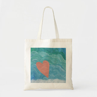 Tote Bag Cœur sur les vagues de l'océan