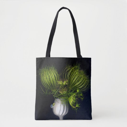 Tote Bag Coeur vert en noir (Devant)
