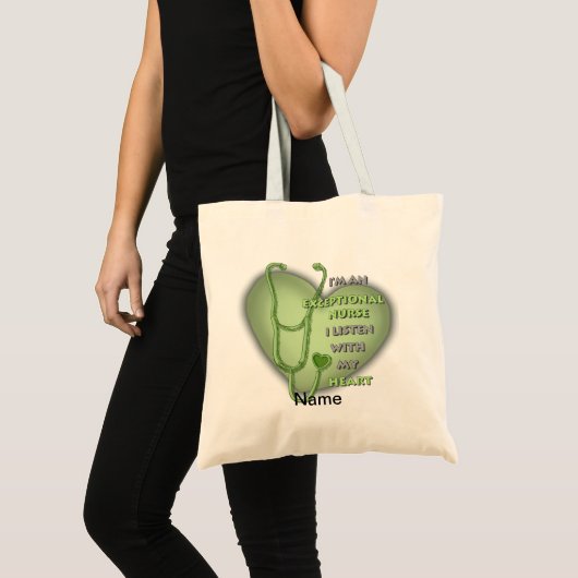 Tote Bag Cœur vert infirmière exceptionnelle  (Devant (produit))