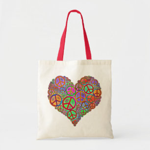 Tote Bag Coeur vintage d'amour de paix
