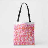 Tote Bag Coeurs abstraits roses et blancs personnalisés (Devant)