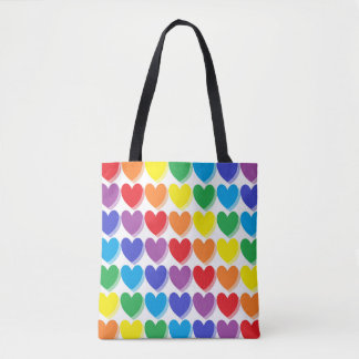 Tote Bag Coeurs arc-en-ciel ombragés