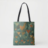 Tote Bag Cœurs Bohos Abstraits Verts   (Devant)