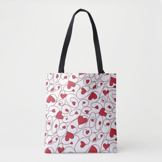 Tote Bag Coeurs bouclés rouges et blancs (Devant)