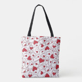 Tote Bag Coeurs bouclés rouges et blancs (Dos)