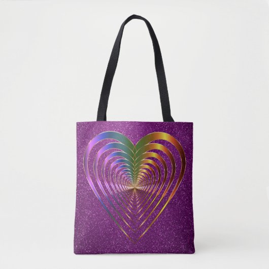 Tote Bag Coeurs brillants dans un coeur violet Parties scin (Devant)