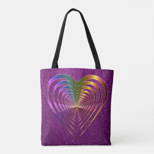 Tote Bag Coeurs brillants dans un coeur violet Parties scin (Dos)