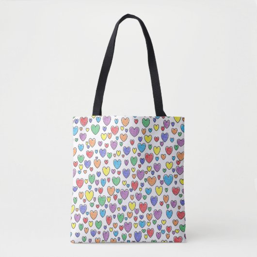 Tote Bag Coeurs colorés (Devant)