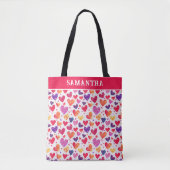 Tote Bag Coeurs colorés (Devant)