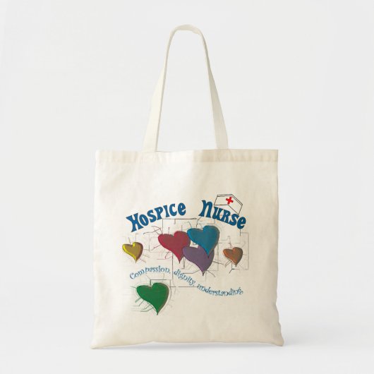 Tote Bag Coeurs colorés multi d'infirmière d'hospice (Devant)