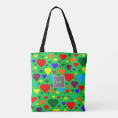 Tote Bag Cœurs d'amour sur fond vert (Dos)