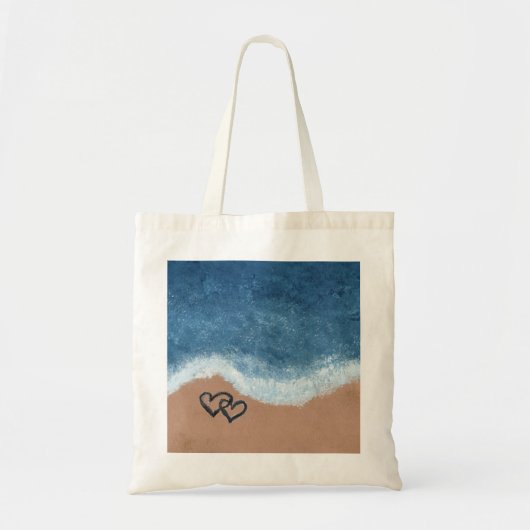 Tote Bag Cœurs dans le Sable (Devant)