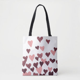 Tote Bag Coeurs d'aquarelle de la Saint-Valentin - rose fon