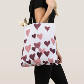 Tote Bag Coeurs d'aquarelle de la Saint-Valentin - rose fon (De près)