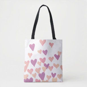 Tote Bag Coeurs d'aquarelle de la Saint-Valentin - rose pas