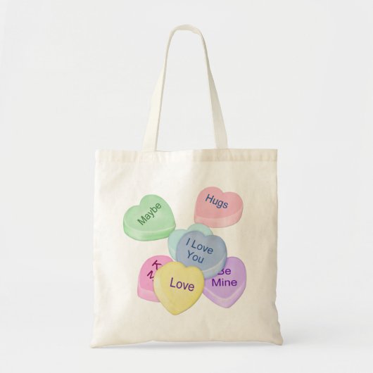 Tote Bag Coeurs de bonbons et texte (Devant)