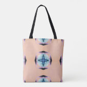 Tote Bag Coeurs de carré bleu et saumon (Dos)