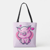 Tote Bag Coeurs de cochon rose joyeux Valentine Inspiré | (Dos)